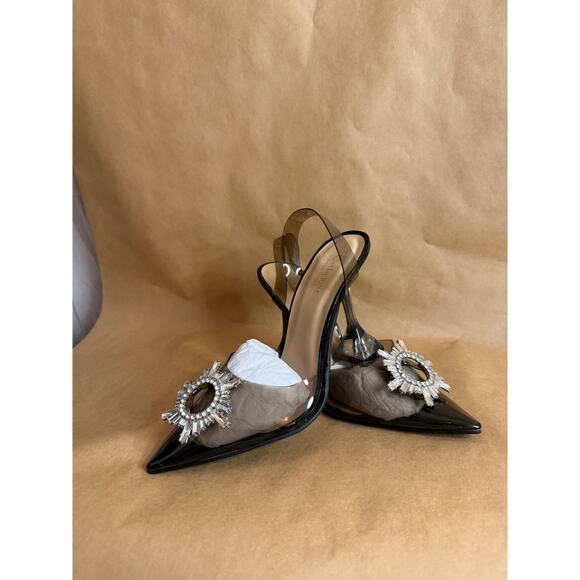 CATHERINE Catherine Malandrino Shoes - NWB Catherine Malandrino Jamie Smoke Clear Slingback Rhinestone Pumps - 7.5